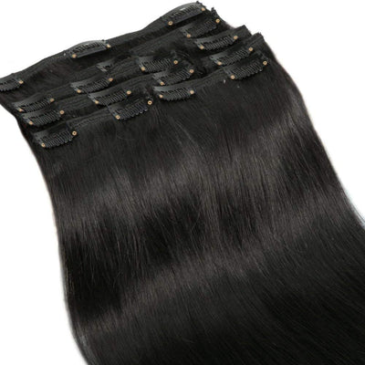 Clip in Extensions Set 100% Remy Echthaar 8 Teilig Haarverlängerung dick Dopplet Tressen Clip-In Hai