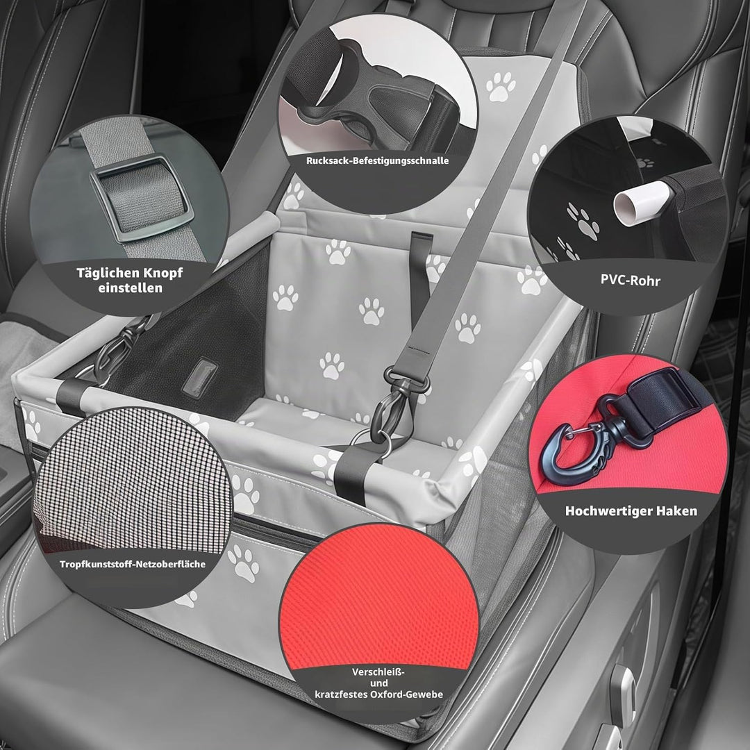 Extra Stabiler Hunde Autositz: 40 * 32 * 22cm Wasserdicht Atmungsaktiv Hundeautositz mit Sicherheits