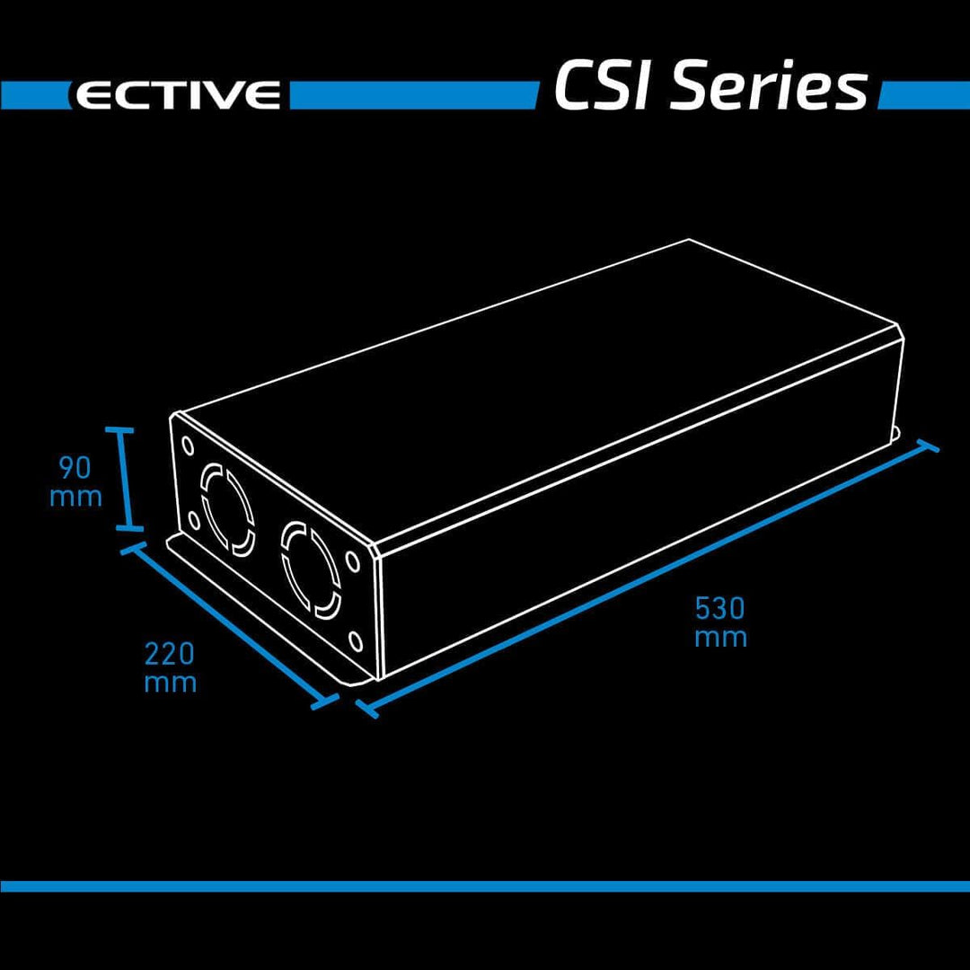 ECTIVE Reiner Sinus Wechselrichter CSI 25-2500W, 24V auf 230V, USB, USV Funktion, Überhitzungsschutz