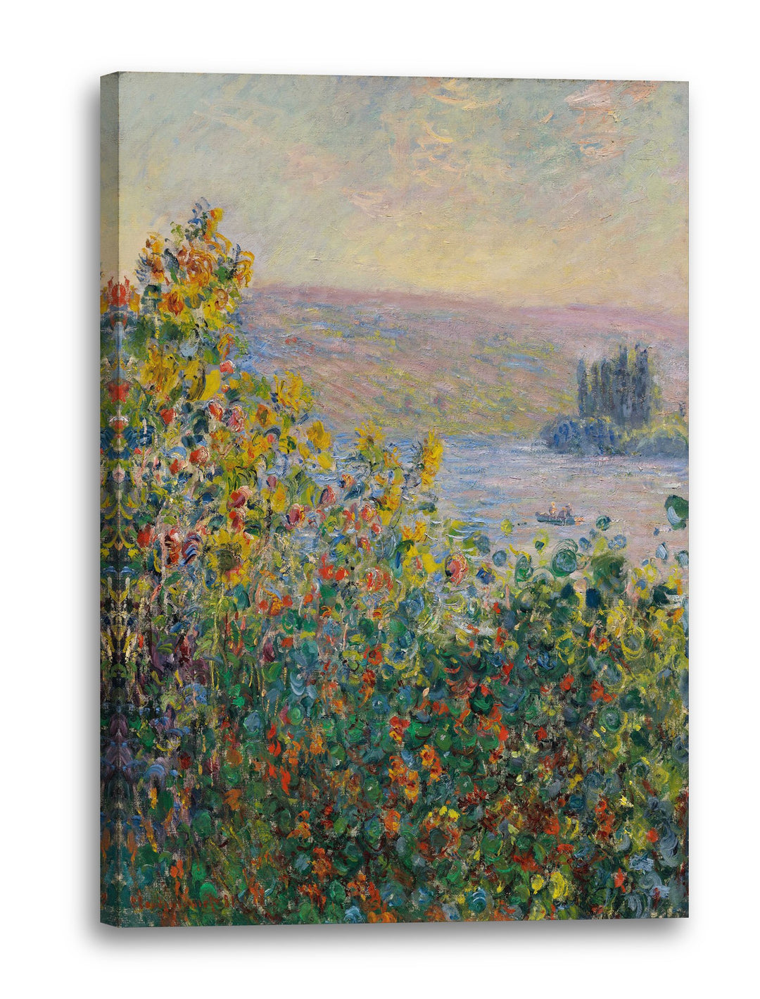 Printed Paintings Leinwand (70x100cm): Claude Monet - Blumenbeete in Vetheuil 70x100 cm, 70x100 cm