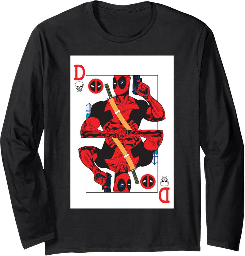 Marvel Deadpool Wade Wilson Playing Card Langarmshirt