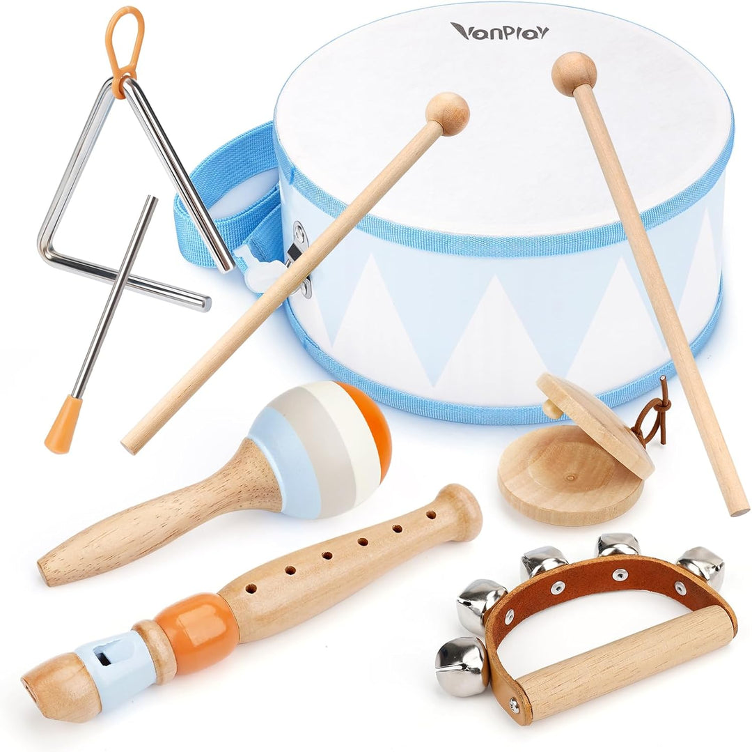 Musikinstrumente Kinder Trommel 6 in 1 Holzspielzeug Trompete Kindertrommel Montessori Spielzeug Bab