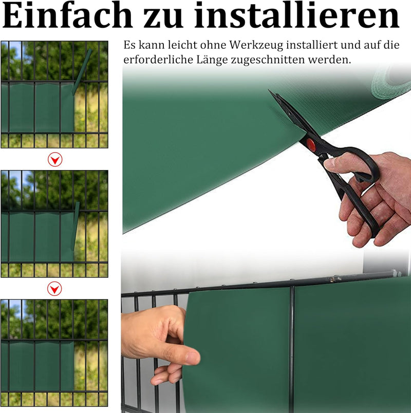 UISEBRT PVC Sichtschutzstreifen für Doppelstabmatten, 65 m x 19 cm Doppelstabmattenzaun, Blickdichte