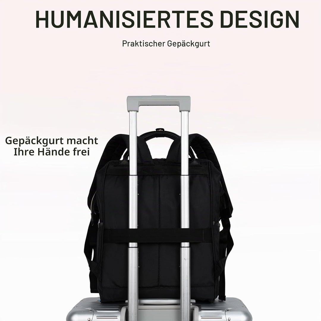 KROSER Laptop-Rucksack Damen 17 Zoll Business Schwarz, Schwarz