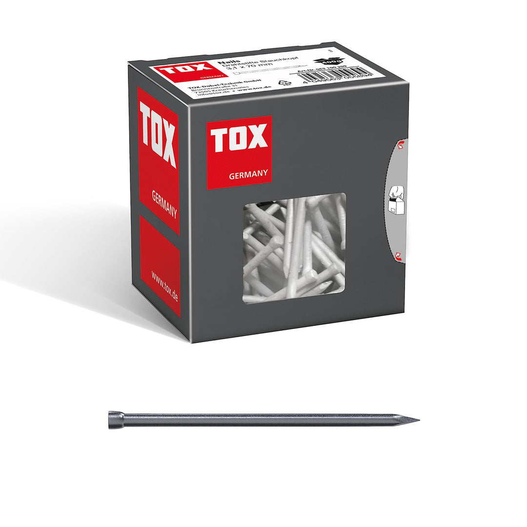 TOX Drahtstifte Nails 3,1x70 mm mit Stauchkopf für beinahe unsichtbare Befestigungen in Holz, univer