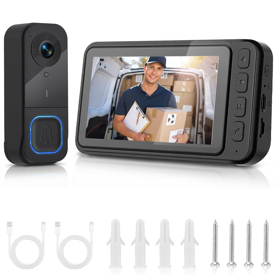 Videotürklingel mit 4,5 Zoll Monitor, 120° Weitwinkel, 2-Wege-Audio, 720P