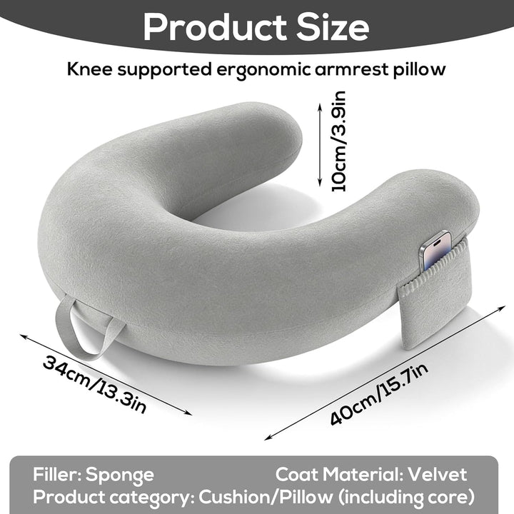 Gaming Kissen, Lesekissen, Reading Pillow, 40×34×10cm Armstützkissen im Bett und Sofa, U Förmiges Le