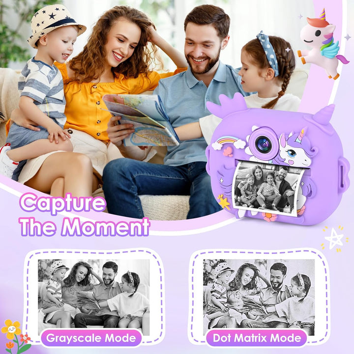 Kinderkamera Sofortbildkamera, Digitalkamera für Kinder mit Druckpapier 32G TF Karte, 2,4 Zoll Bilds