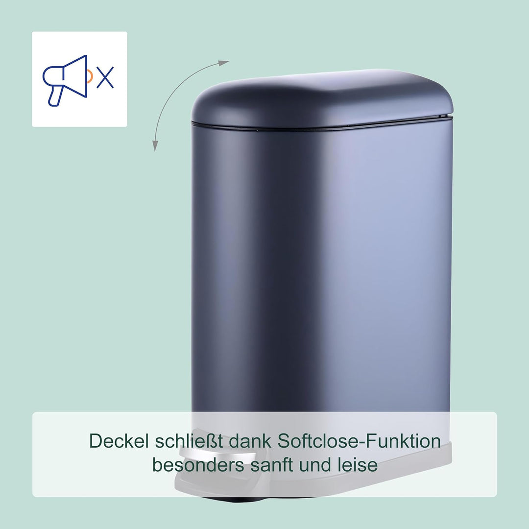 Relaxdays Mülleimer, 10 Liter, Absenkautomatik, entnehmbarer Inneneimer, Kosmetikeimer mit Deckel, B
