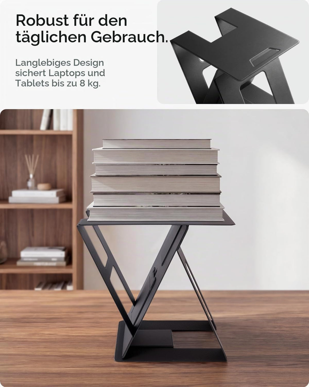 Spigen Slim Fold Laptop Ständer, Faltbare Laptop Halterung, Ergonomischer Erhöhung mit Doppelwinkel