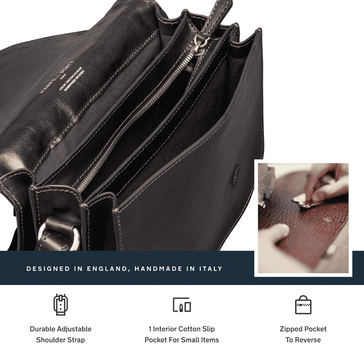 Maxwell Scott Klassische Damen Leder Umhängetasche MedollaM Dunkelbraun, Dunkelbraun