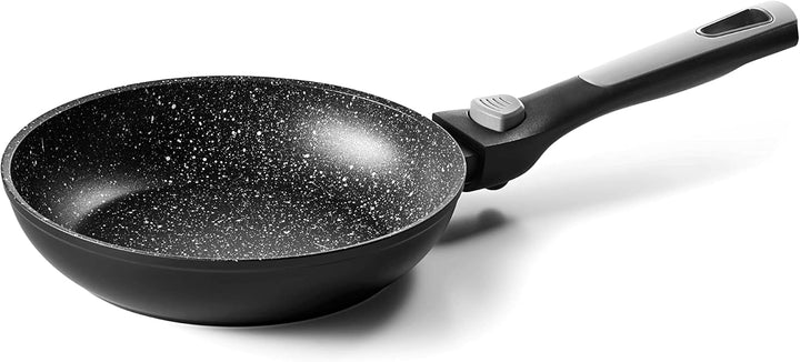 Pradel Excellence - Set mit 3 Pfannen – mit abnehmbaren Griffen – Antihaftbeschichtung in Steinoptik