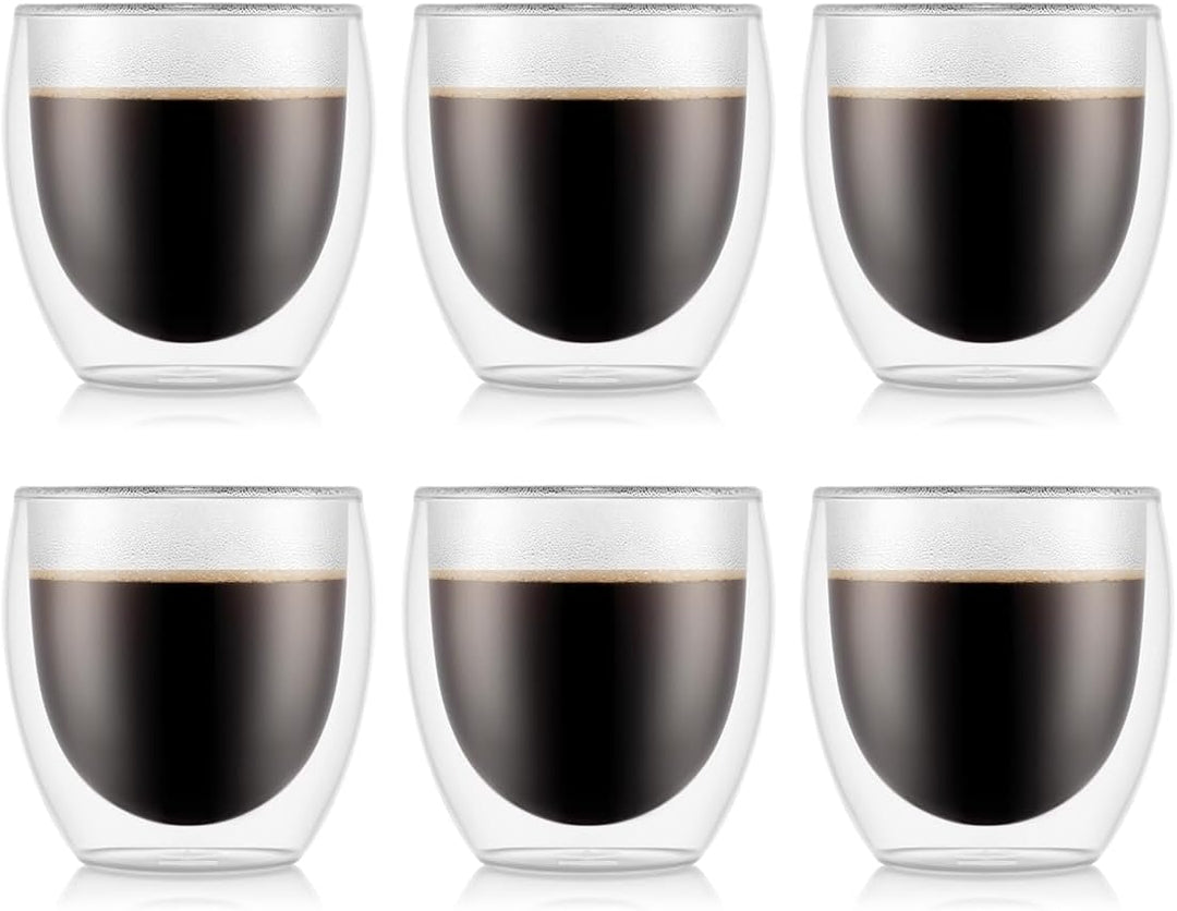 Bodum 4558-10-12 Pavina Gläser 6-er-Set 0.25 l doppelwandig, Transparent, 6 Stück (1er Pack), 6 0,25