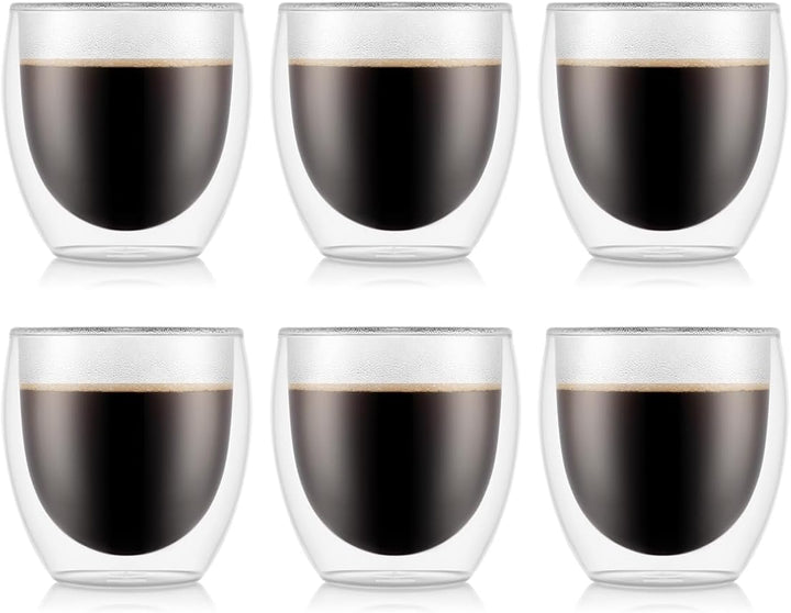Bodum 4558-10-12 Pavina Gläser 6-er-Set 0.25 l doppelwandig, Transparent, 6 Stück (1er Pack), 6 0,25