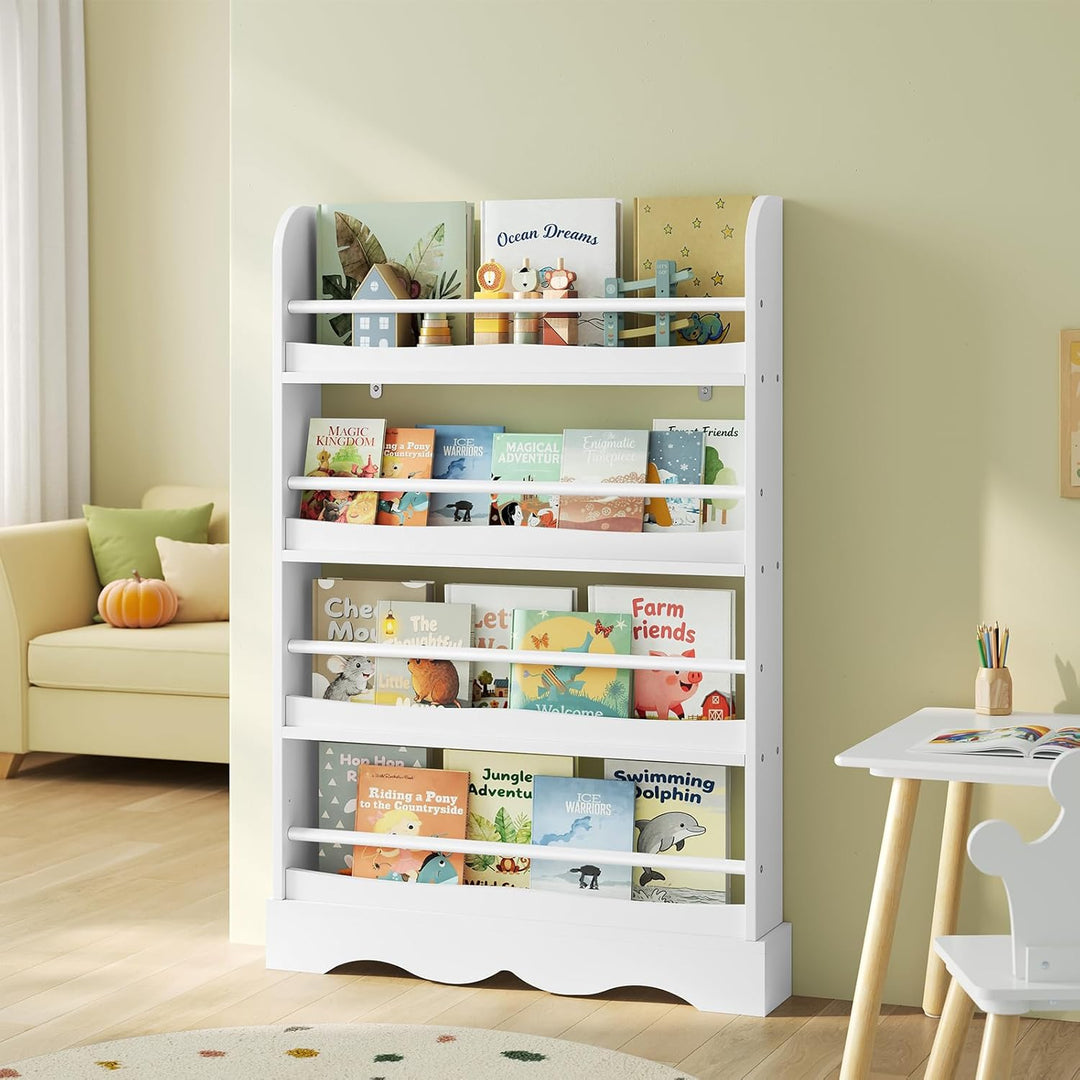 WOLTU Bücherregal Kinder, Kinderregal mit 4 Ebenen, Aufbewahrungsregal für Bücher, Regal für Kinderz