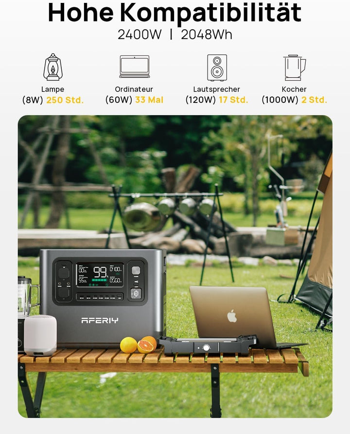 AFERIY 2400W2048Wh Tragbare Powerstation, 1,5Std Schnellladung, für camping | Solargenerator , 13 Au