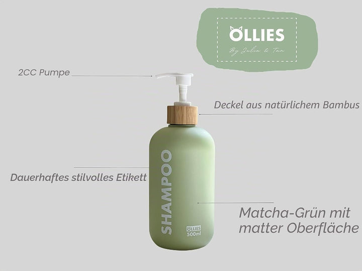 OLLIES Shampoo- und Spülungsspender, Duschseifenspender für Badezimmer, 3er-Set mit permanentem, sti