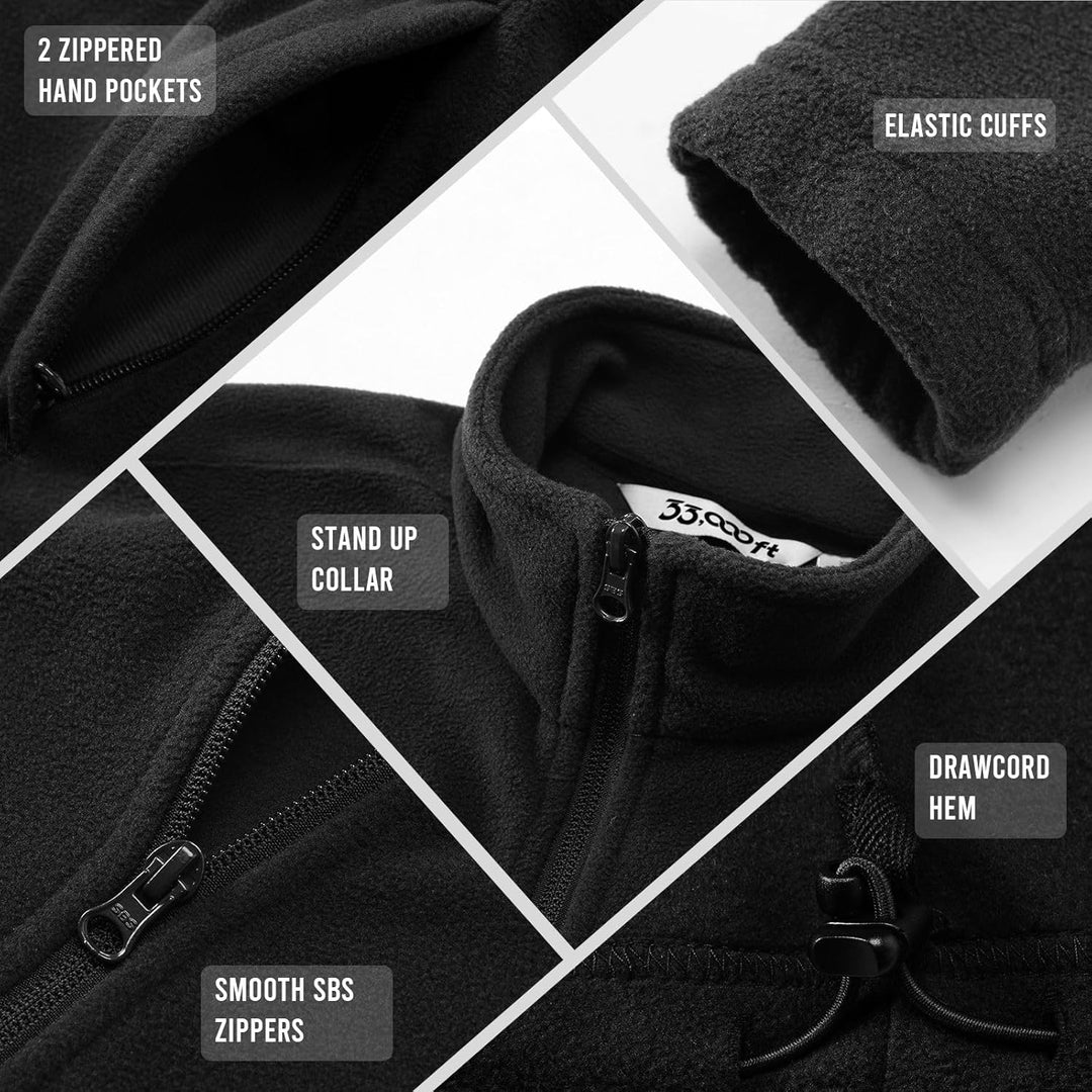 33,000ft Damen Fleecejacke mit Durchgehendem Reissverschluss Stehkragen Damen Leichte Fleece Jacke A