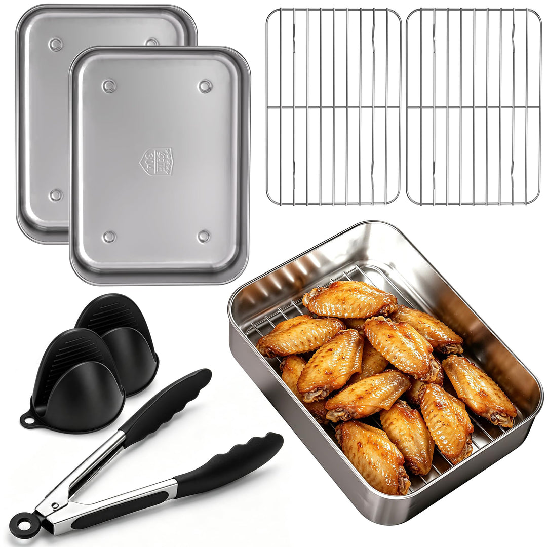 Heissluftfritteuse Zubehör 7-tlg, Edelstahl Airfryer Auflaufform für Ninja FlexDrawer AF500EU AF400E