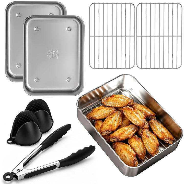 Heissluftfritteuse Zubehör 7-tlg, Edelstahl Airfryer Auflaufform für Ninja FlexDrawer AF500EU AF400E