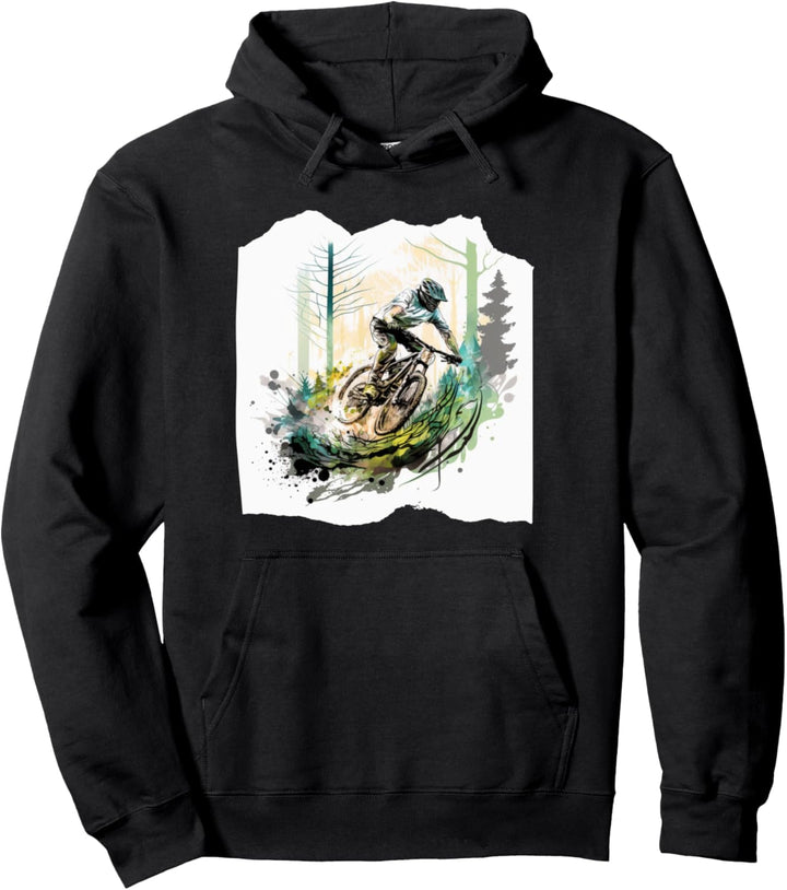 Cooles Mountainbiker Mountainbike Fahrrad Design in Bewegung Pullover Hoodie