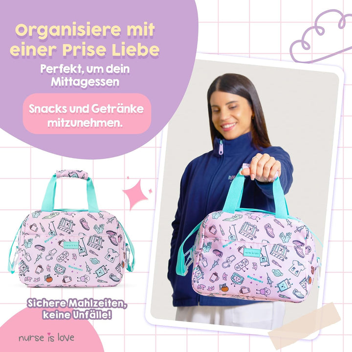 Nurse is Love Kühltasche Klein Für Krankenschwester, Lunchtasche, Lunch Bag, Thermotasche, Frühstück