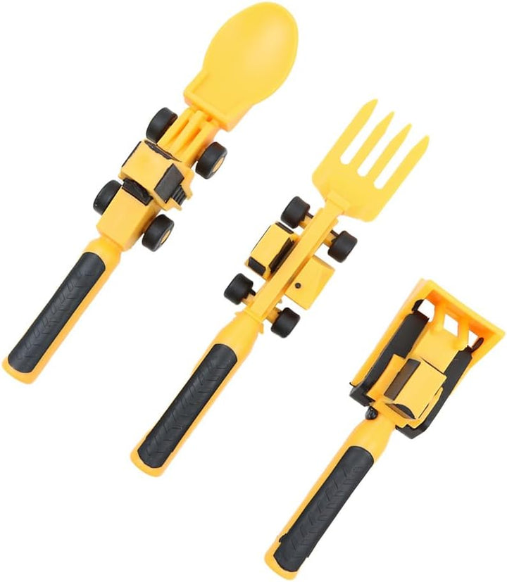 Sarini 3PCS Bulldozer Schaufel Geschirr mit Gabel und Löffel Form Baustelle Motiv