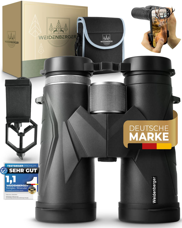 Weidenberger Fernglas 12x42, [TESTSIEGER] Magnesium Fernglas mit Nitrogenfüllung und wasserdicht, Fe