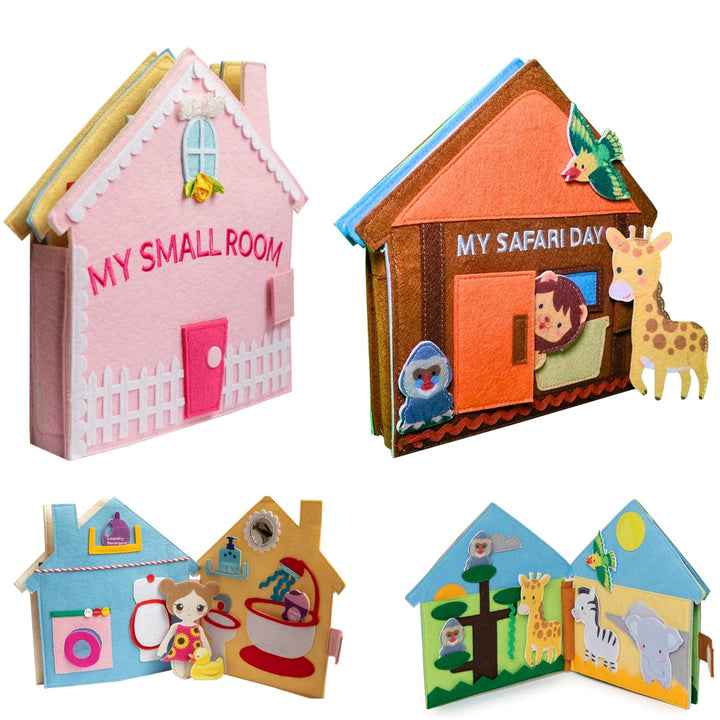 Meqbem® PANTAWORLDS® | Quiet Book | Pädagogisches Sensorisches Stoffbuch | Montessori Spielzeug ab 1