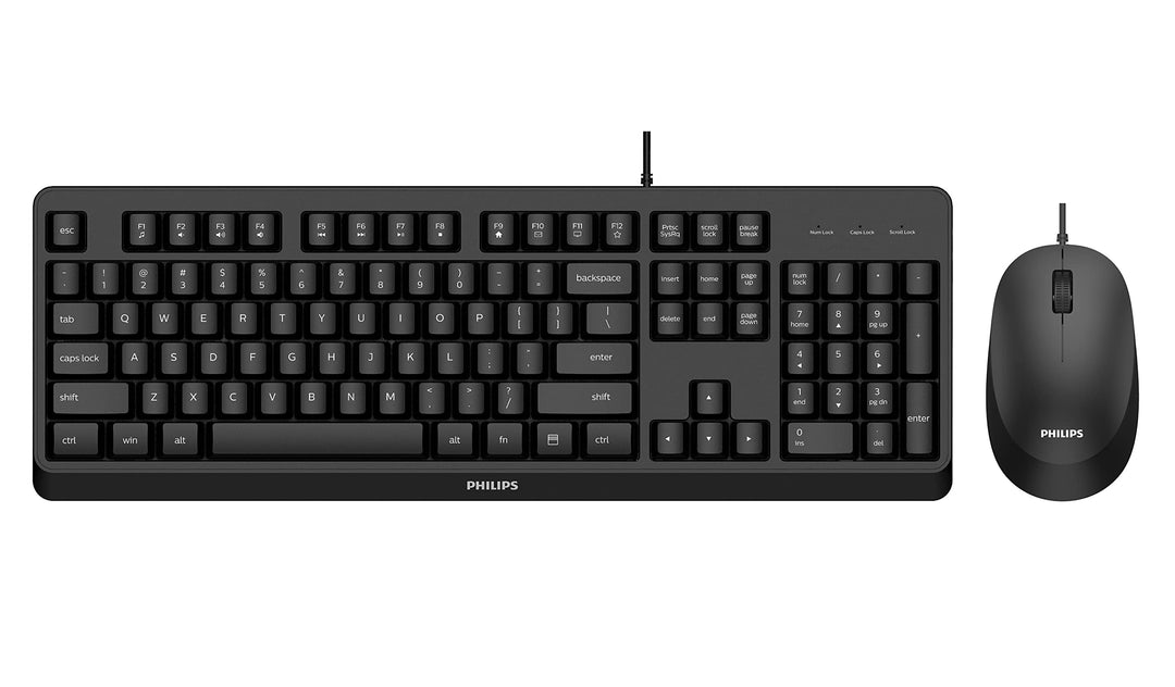 Philips SPT6307BL Kabelloses Tastatur- und Maus-Set – ergonomisches Design und Sensor mit 1600 DPI,