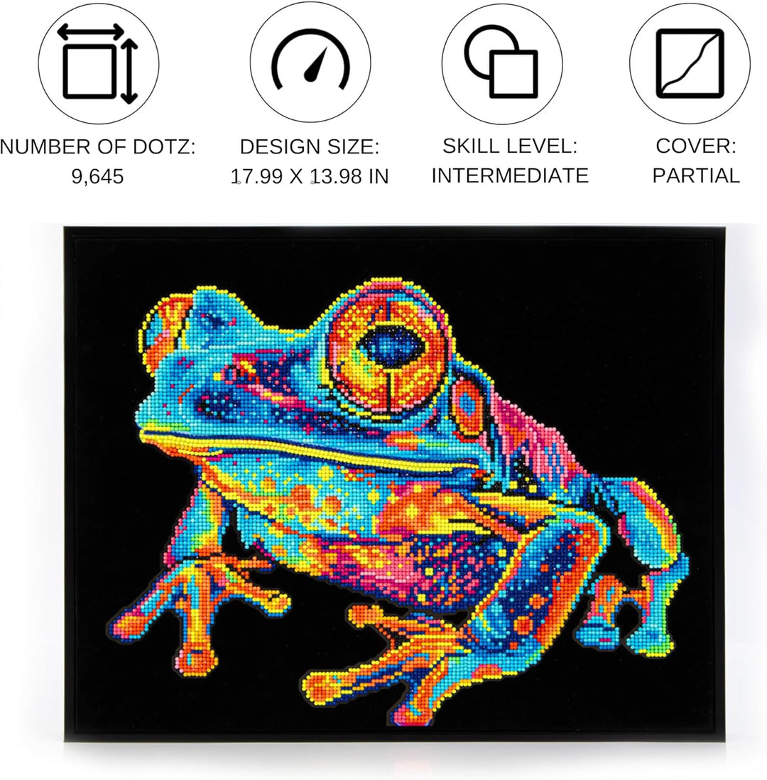 DIAMOND DOTZ 2594353 Original 5D Diamond Painting Set, Neon Baumfrosch, mit Neonfarben und Samt, DIY