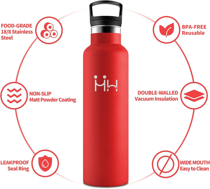 HoneyHolly Trinkflasche 750ML, BPA-Frei, Trinkflasche Edelstahl, Auslaufsichere Isolierflasche Doppe