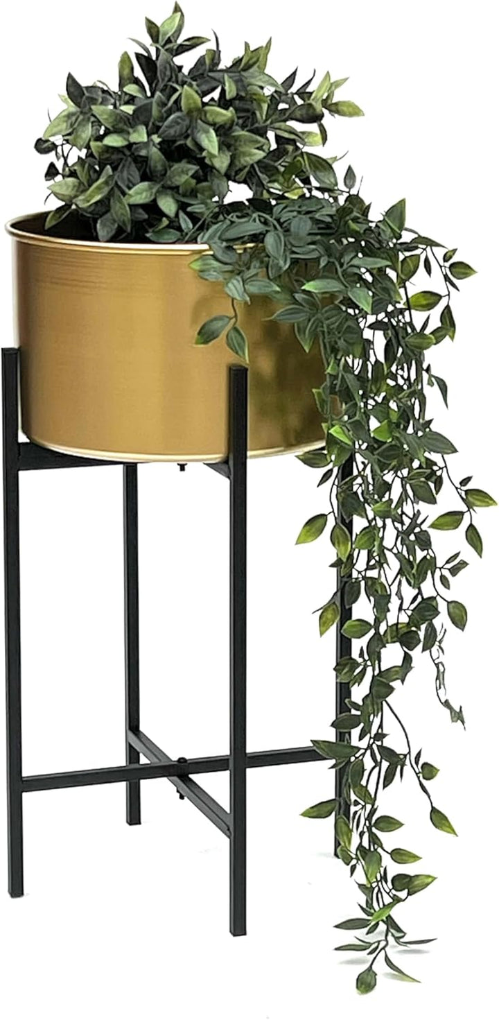 DanDiBo Blumenhocker mit Topf Gold Metall Schwarz 50 cm Blumenständer 96527 Pflanzenständer Blumensä