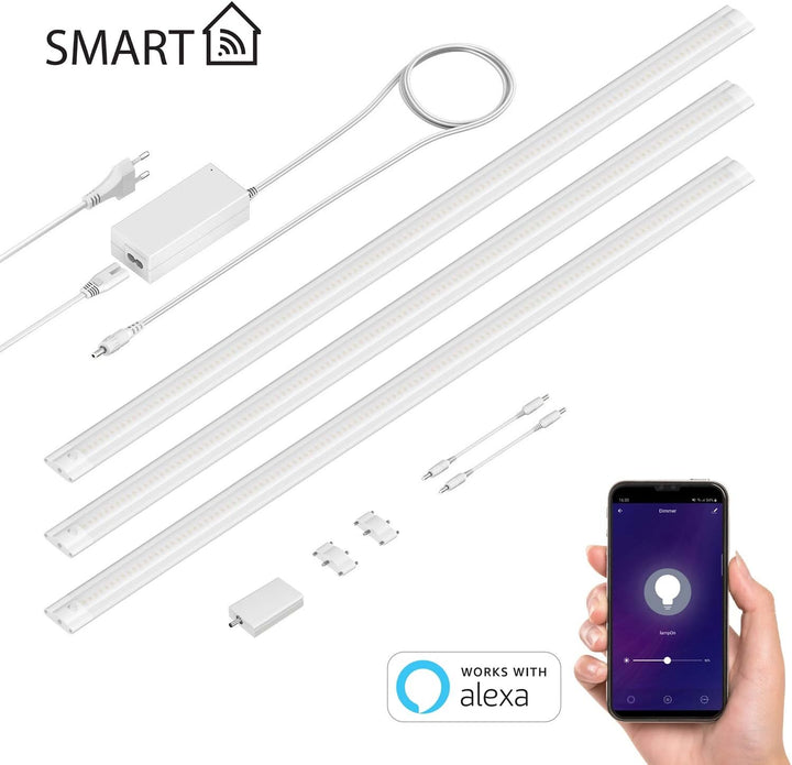 ledscom.de Smarte LED Unterbau-Leuchte SIRIS weiss matt, mit WLAN-Controller, flach, Smart-Home, Ale