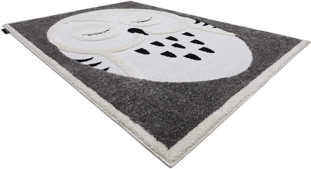 Moderne Kinderteppiche Joy Owl, Eule, für Babyzimmer, Spielteppiche, Kinderzimmer, strukturelle Zwei