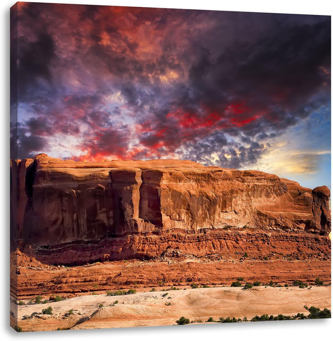 Pixxprint Mächtiges Monument Valley USA, Format: 70x70 auf Leinwand, 70x70
