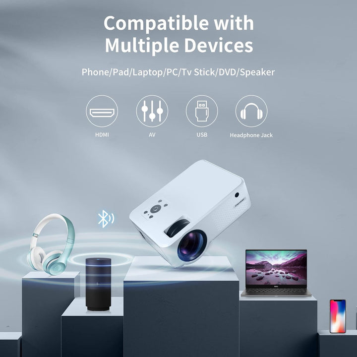 Beamer, Beamer 4K 20000 Lumen Native Full HD 1080P, 5G WiFi Bluetooth Mini Beamer 4K Heimkino, Beame