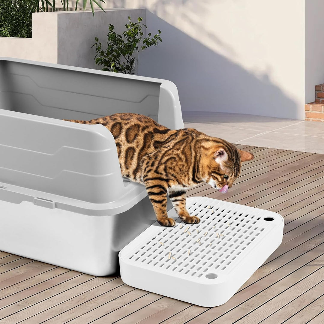 Katzentreppe, Katzentoilette Rampenmatte mit Filterfunktion, Katzenklo Stufen für automatische selbs