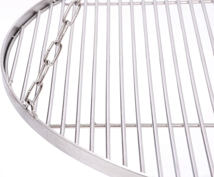70 cm Grillrost Edelstahl für Schwenkgrill 3 Bein BBQ Grill Rost mit Kette 14 mm Stababstand