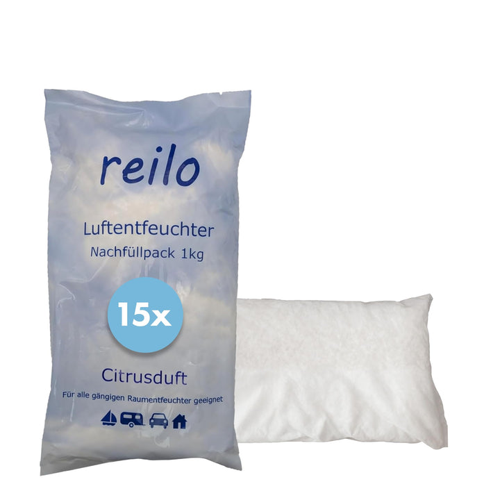 15x 1kg Citrusduft Luftentfeuchter Granulat, Raumluftentfeuchter im Vliesbeutel, Nachfüllpacks für g