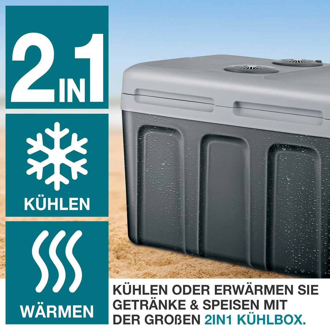 TOM 2in1 XXL Kühlbox 40l mit Kühl- und Heizfunktion – elektrische Coolbox mit Rollen – 230V & 12V St