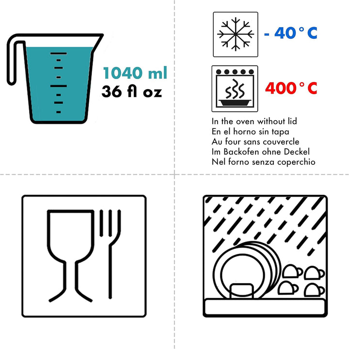 Grizzly Glas Frischhaltedosen, Set 3x 1040 ml, luftdicht, rechteckig, Click-Verschluss, vielseitige