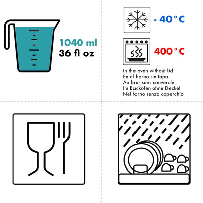 Grizzly Glas Frischhaltedosen, Set 3x 1040 ml, luftdicht, rechteckig, Click-Verschluss, vielseitige