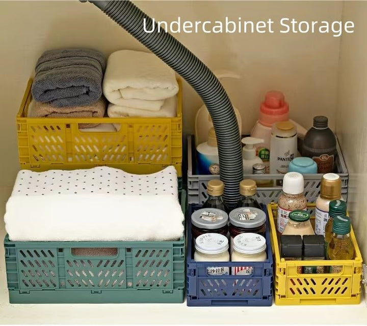 6 Stück Blau Klappbox 30×20×12cm,Klappkiste Körbe Aufbewahrung Zusammenklappbarer Tragbar Aufbewahru