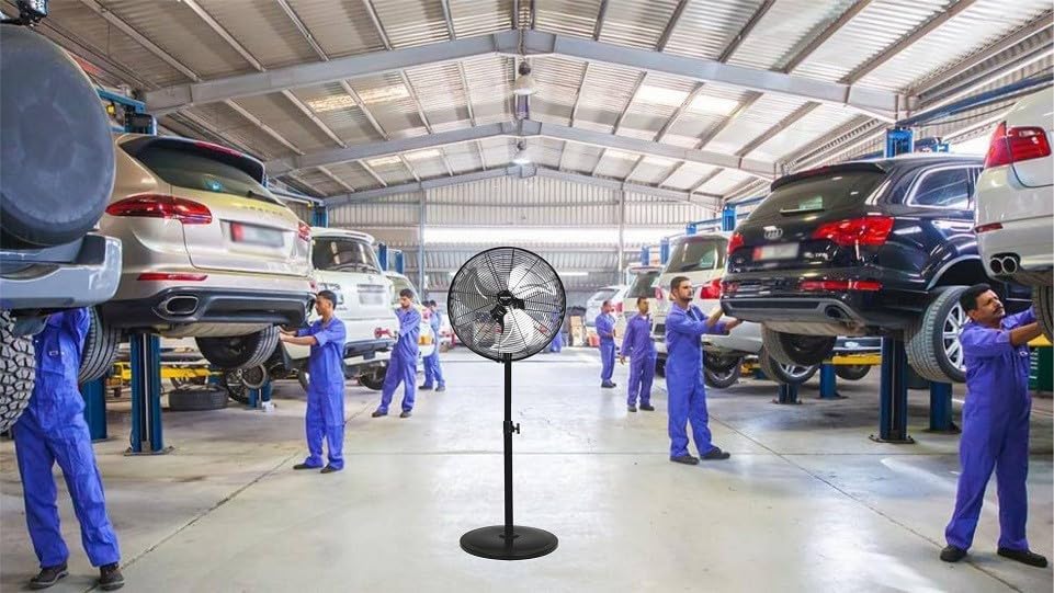 Bastilipo – 45 cm Industrie-Standventilator, 3 Geschwindigkeiten, oszillierender Kopf, 90 W, Schwarz