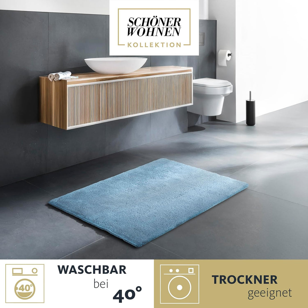 Schöner Wohnen Kollektion Badteppich 40 x 60 cm – beidseitig verwendbar – waschbar – 100% Baumwolle