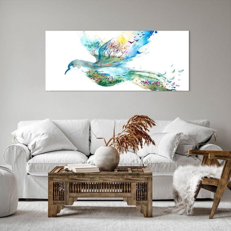 Wandbilder Dekoration Wohnzimmer Abstraktion Vogel Natur Bewegung Panorama Bilder auf Leinwand 120x5