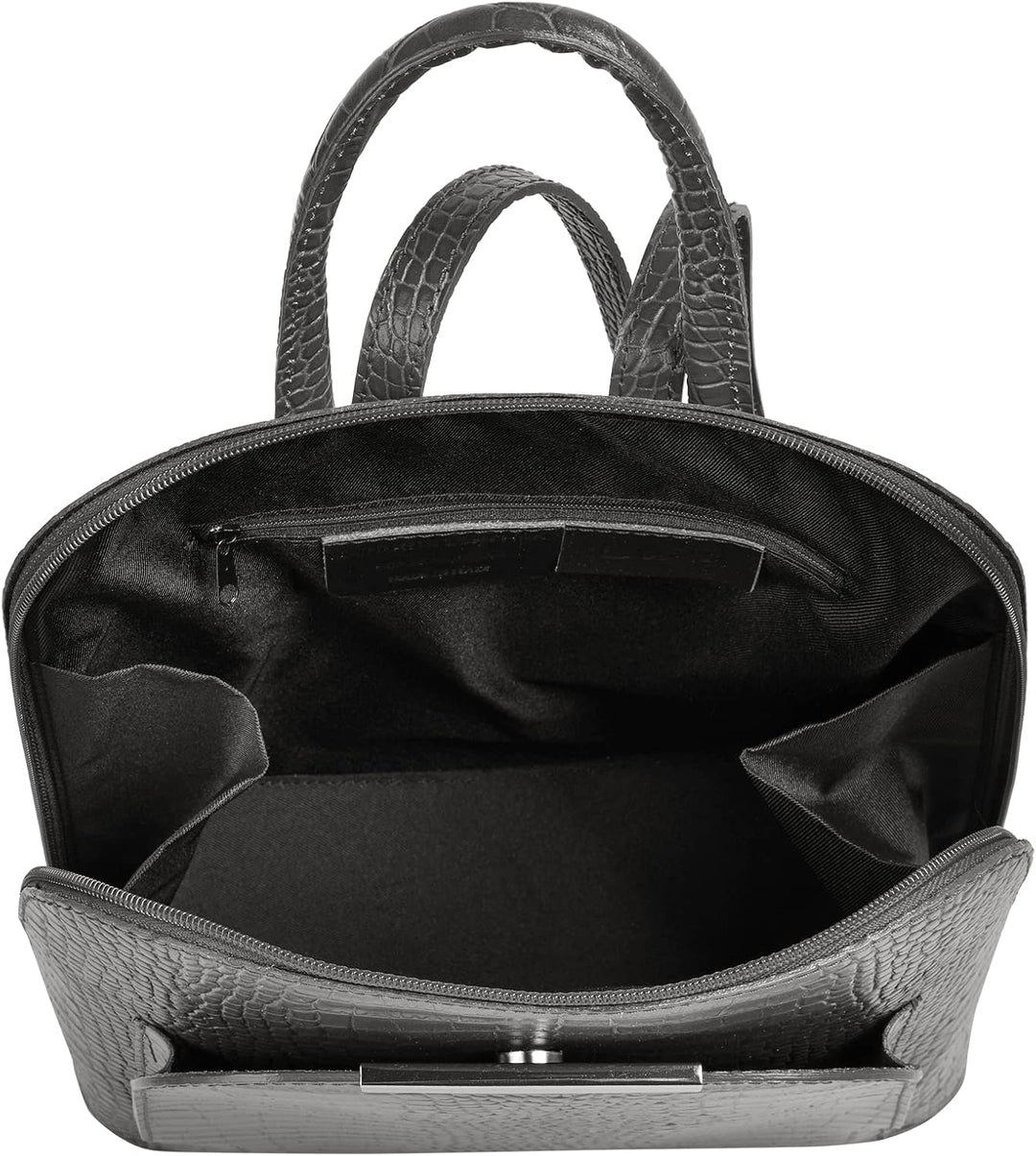 Rucksack Echt Leder Damen | Made in Italy, Smartphonefach, Daypack aus Rindleder, Citybag im Kroko-L