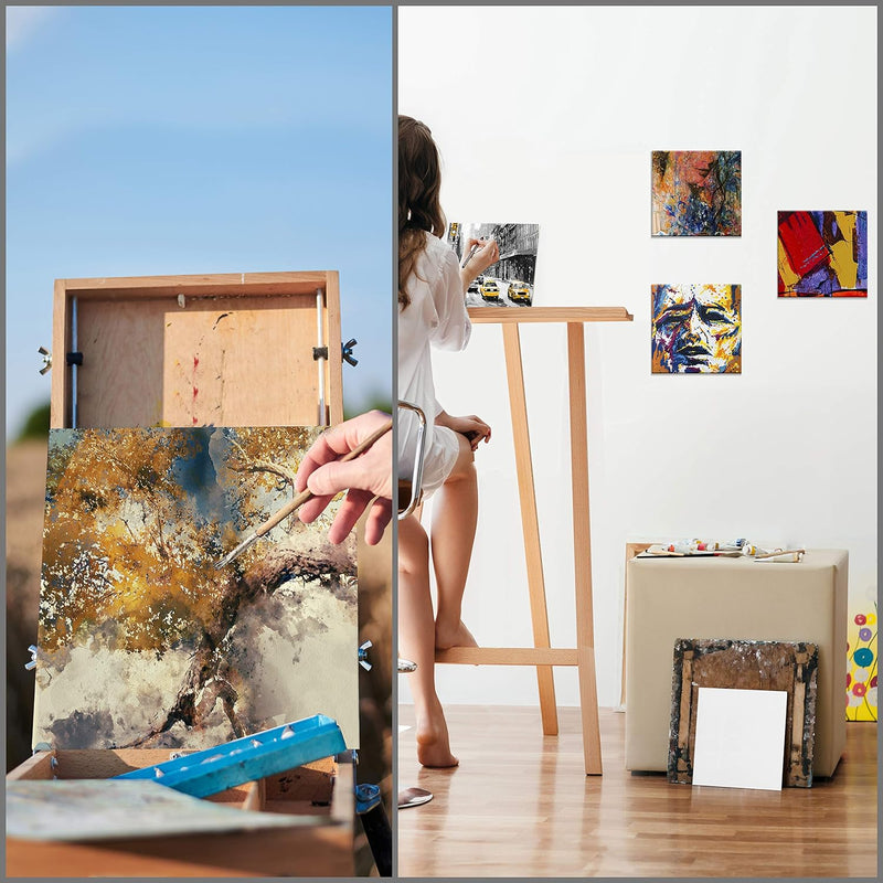 Kurtzy 24er Pack Leinwand zum Bemalen 20 x 20 cm - Quadratische, Vorgespannte Keilrahmen - Geeignet