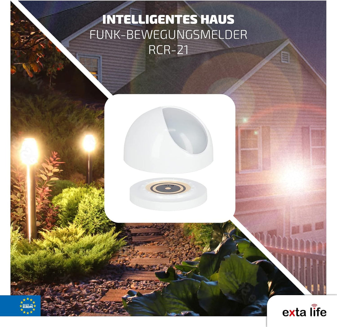 Zamel EXTA LIFE - Funk-Bewegungsmelder mit Magnetbasis RCR-21 I Angetrieben durch Batterien I Optisc